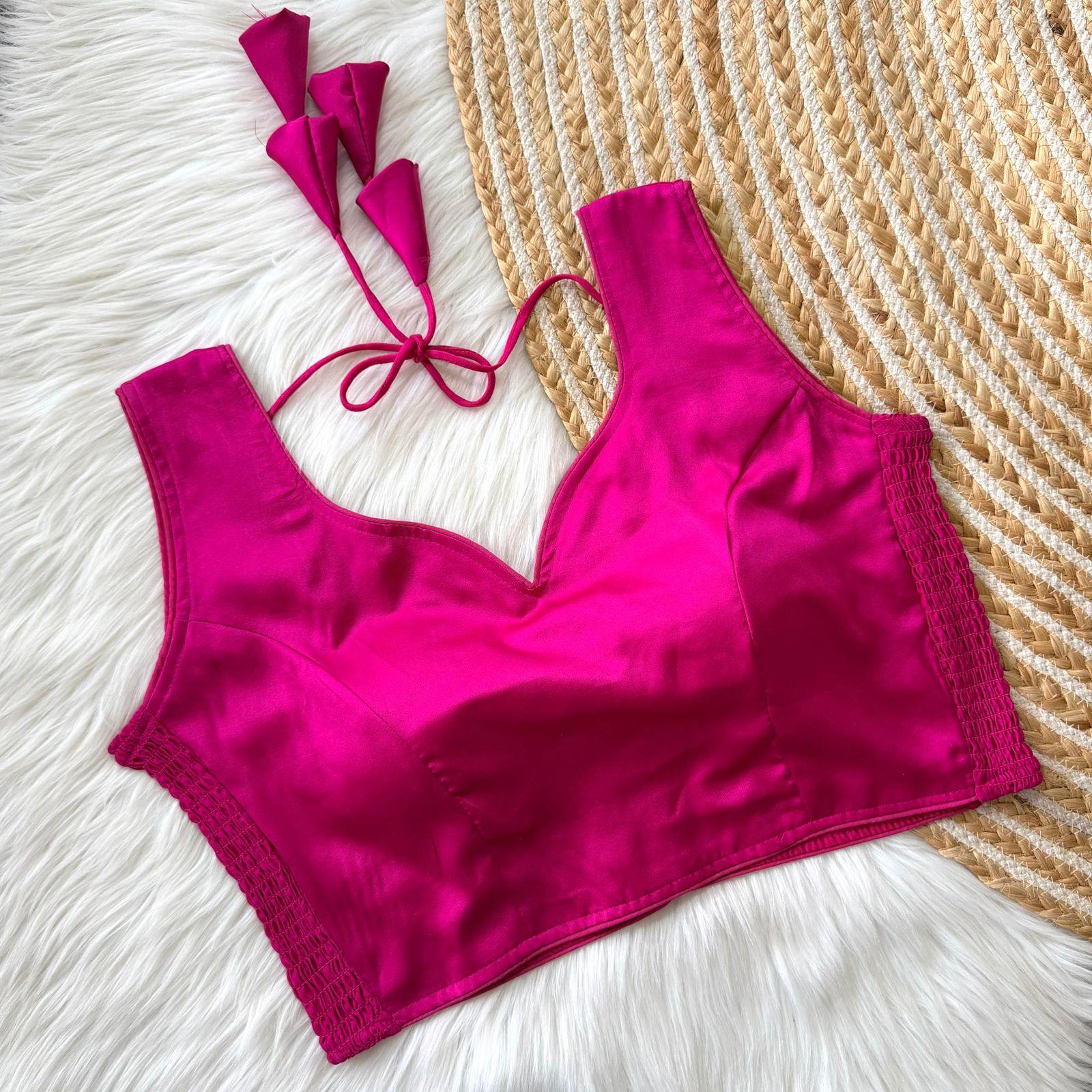 Pure Silk Stretchable Blouse-Pink